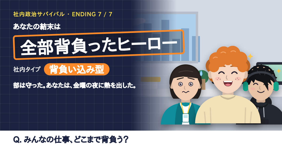 結末「全部背負ったヒーロー」の結果カード